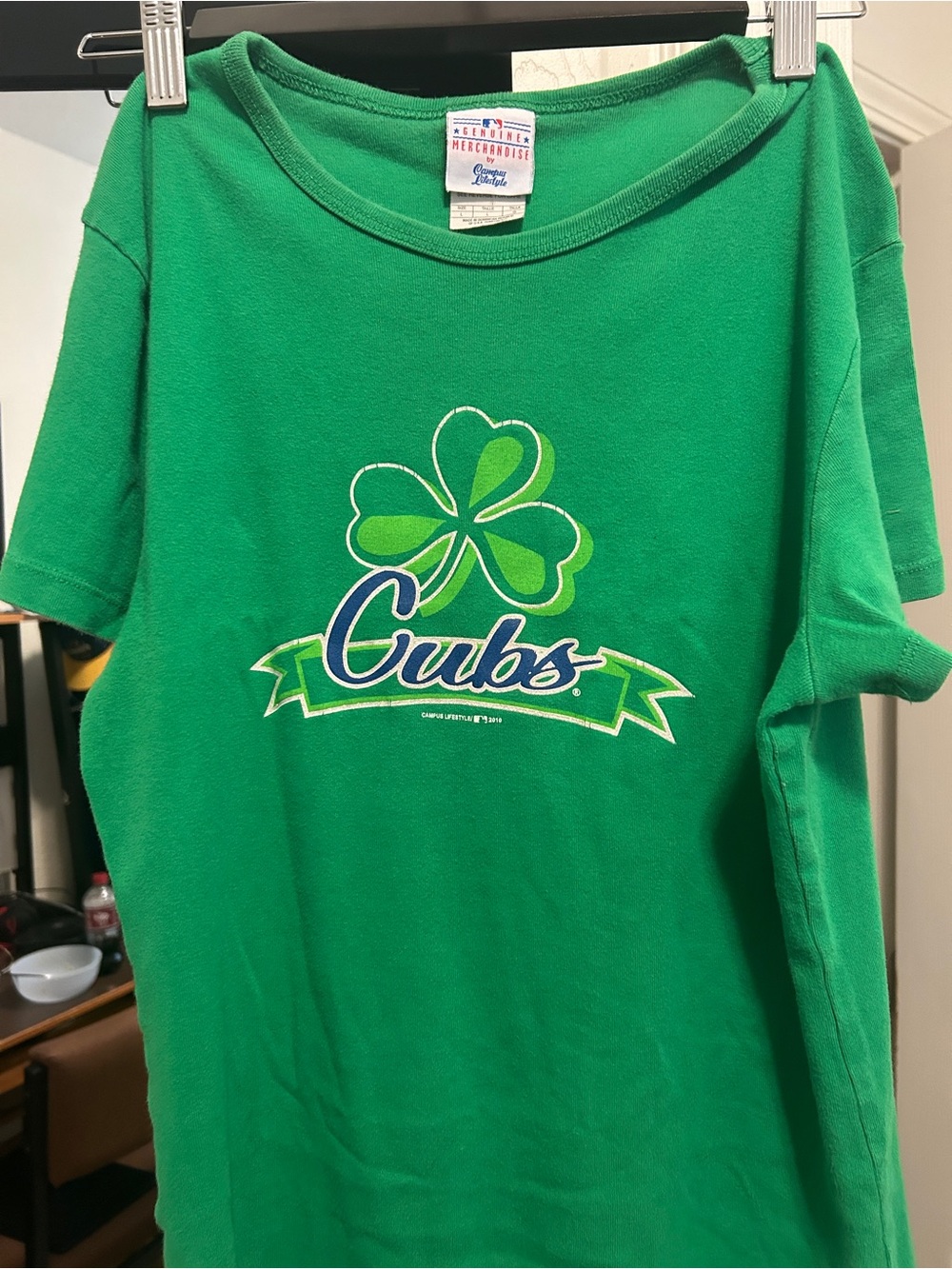 MLB Cubs Green Shamrock Logo Short Sleeve Tee
